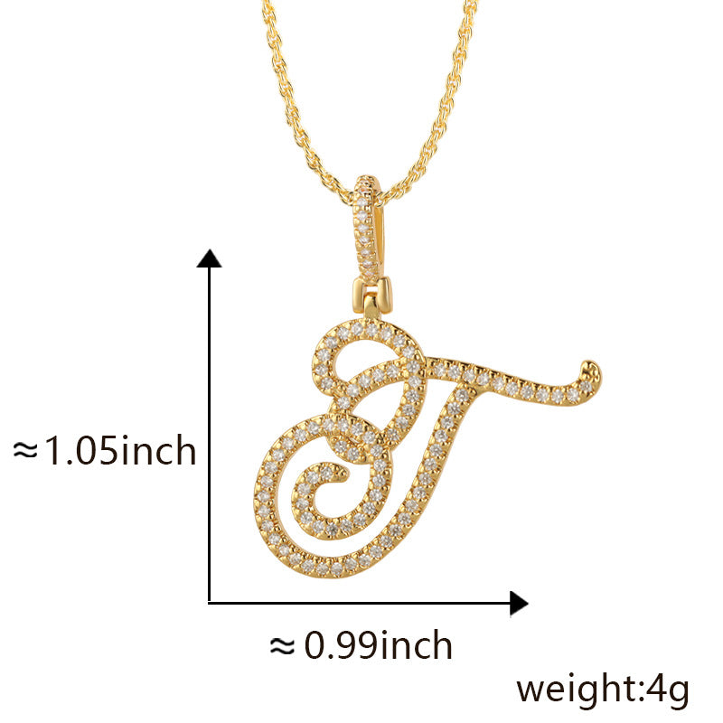 Hop Flower Body Grass English Letter Niche Style Inlaid Zircon Pendants