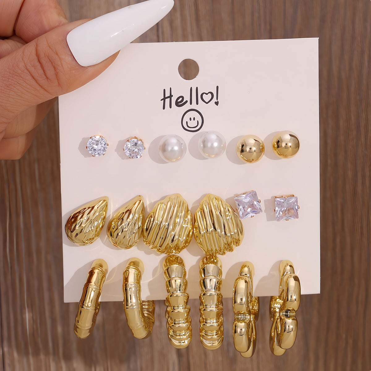 Pairs Storage Combination Versatile Geometric Frosty Earrings