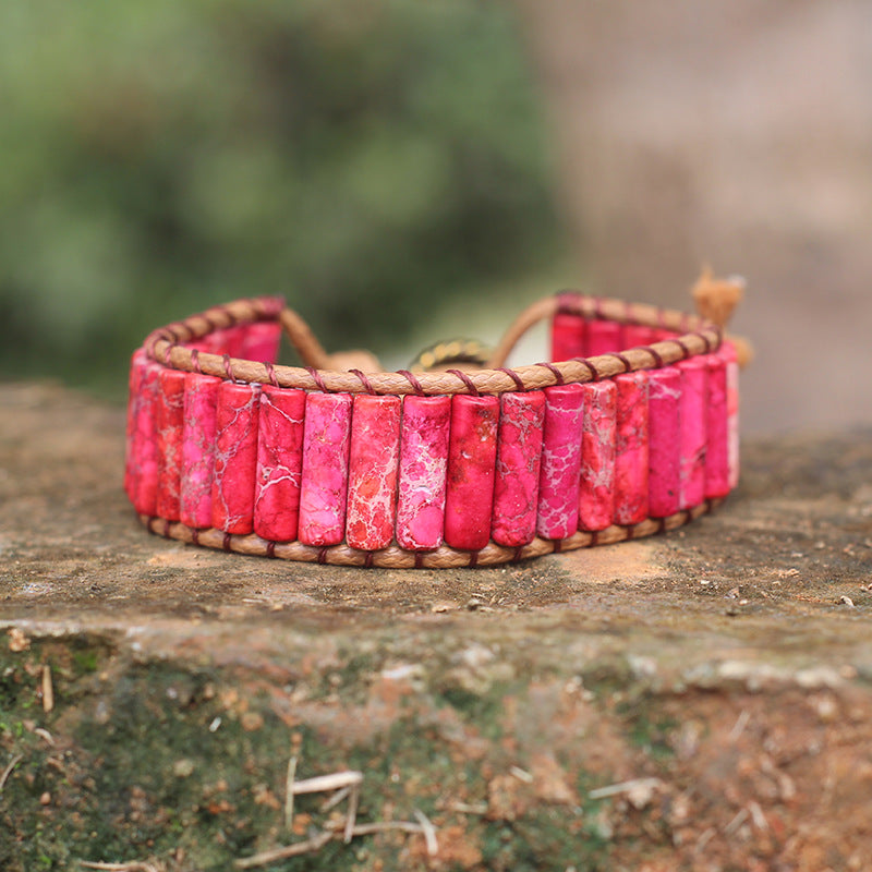 Bohemian Style Natural Stone Lan Di Royal Vintage Hand-woven Bracelet