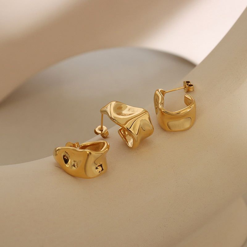 Fashion Irregular Dignified Sense Of Design Titanium Earrings