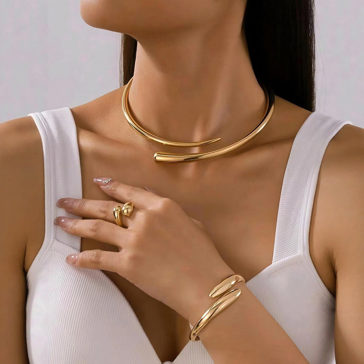 Geometric Design Three-piece Female Affordable Luxury Fashion Necklaces