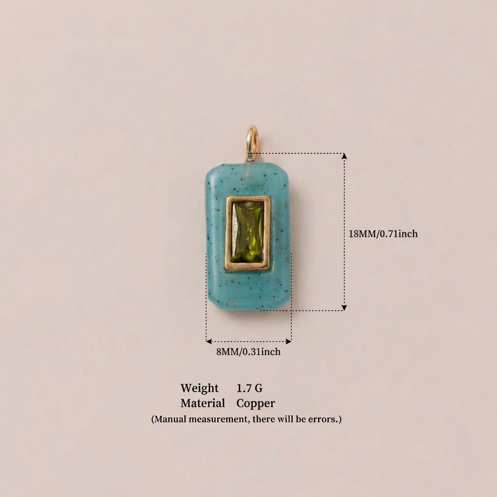 Birthstone Zircon Round Square Glass Gold Pendant