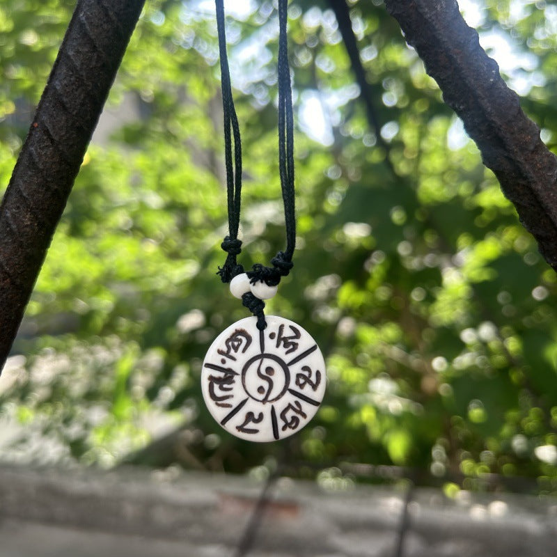 Nepal Yak Bone Hand Carved Six Pendant