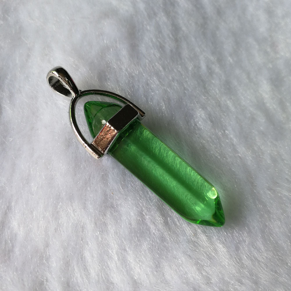 Stone Crystal Agate Bullet Hexagon Prism Pendant