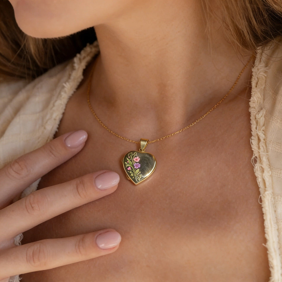 Flowers Love Heart Closure Box Niche Pattern Personality Art Valentine's Necklace