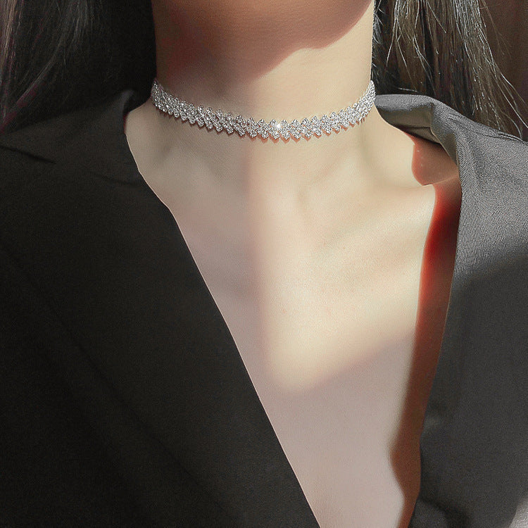 Simple Full Diamond Collar Personalized Clavicle Necklaces
