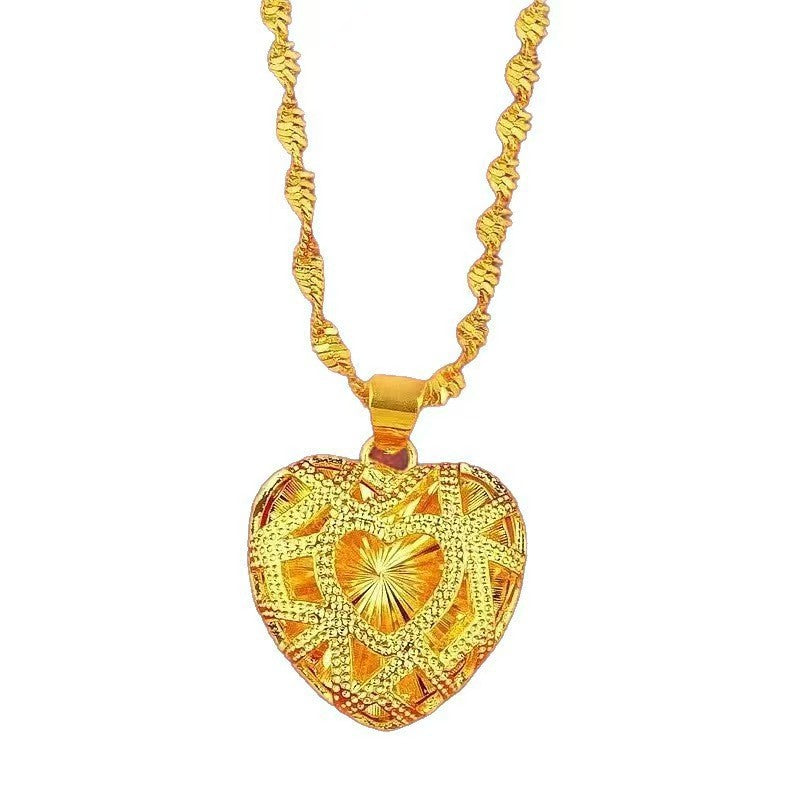 Vietnam Alluvial Gold Filigree Hollow Brass Plated Vintage Purse Burst Necklace