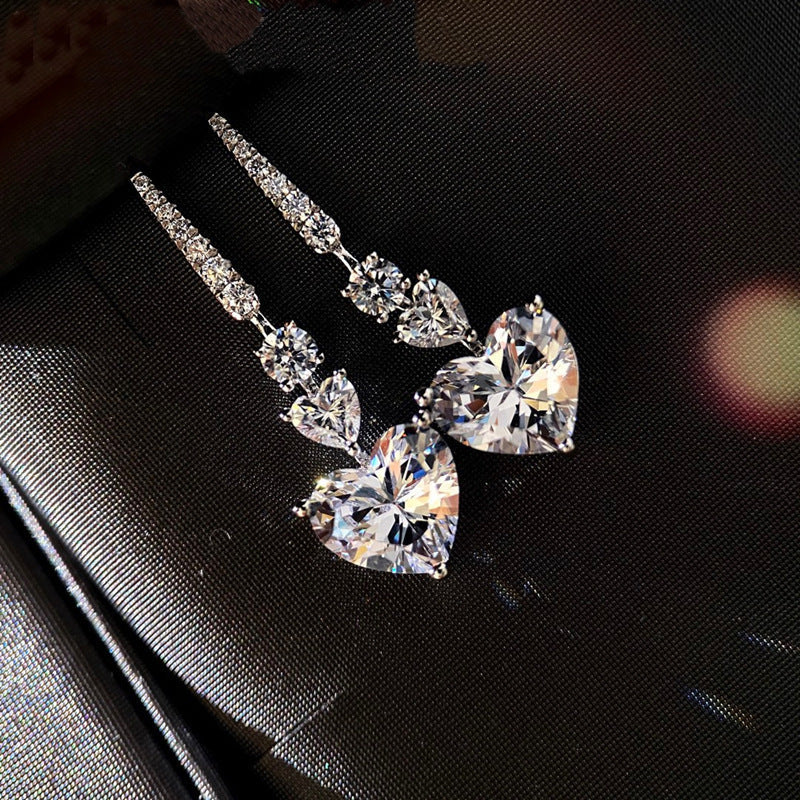 Women's Imitation Imported Moissanite Eardrops Plated High Carbon Jewelry Set