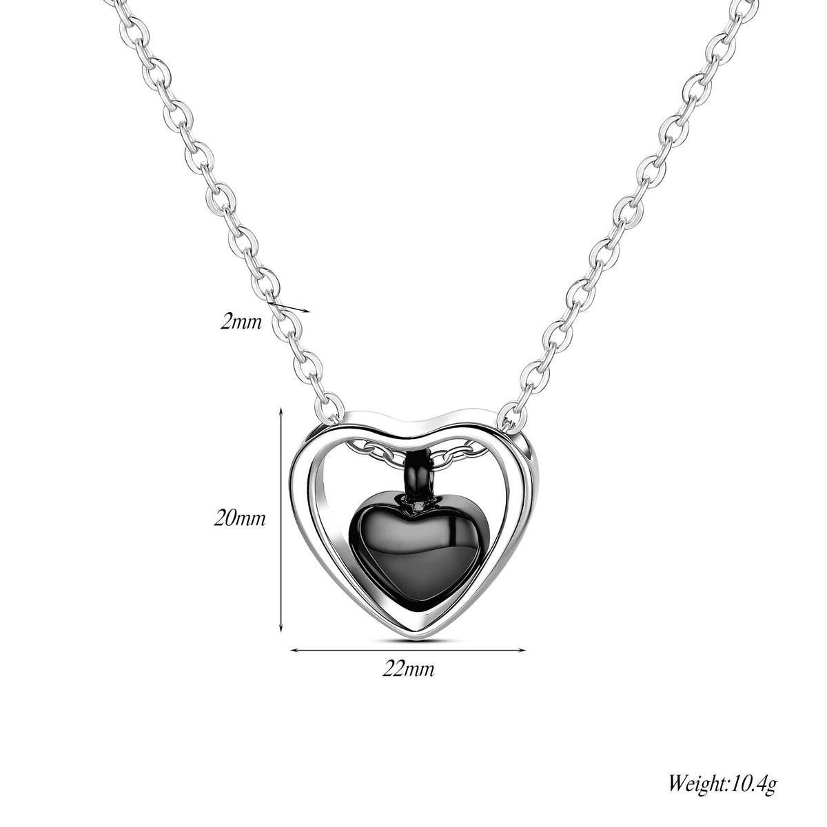 Double Peach Heart Stainless Steel Open Cinerary Casket Pendants