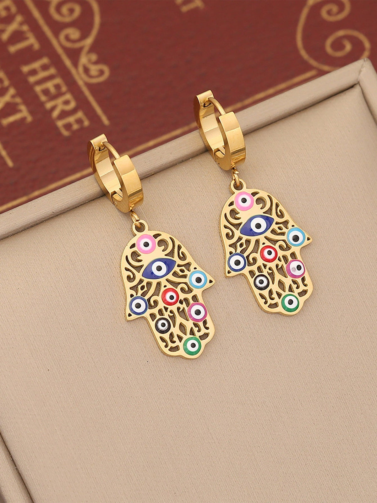 Women's Drop Oil Personalized Ear Clip Titanium Steel Jewelry Set