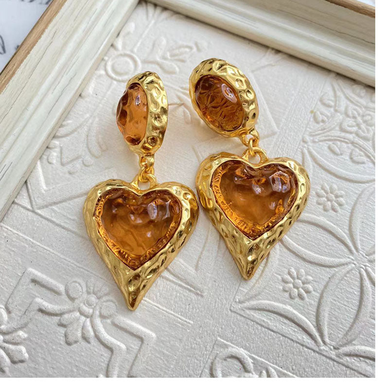 Lava Colored Glaze Love Eardrops Macaron Stud Earrings