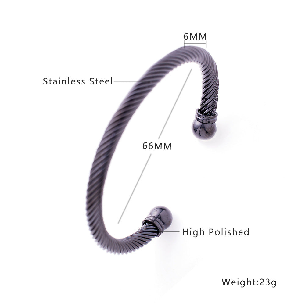 Men's Stainless Steel Twisted Wire Round Head Fashion Bracelet