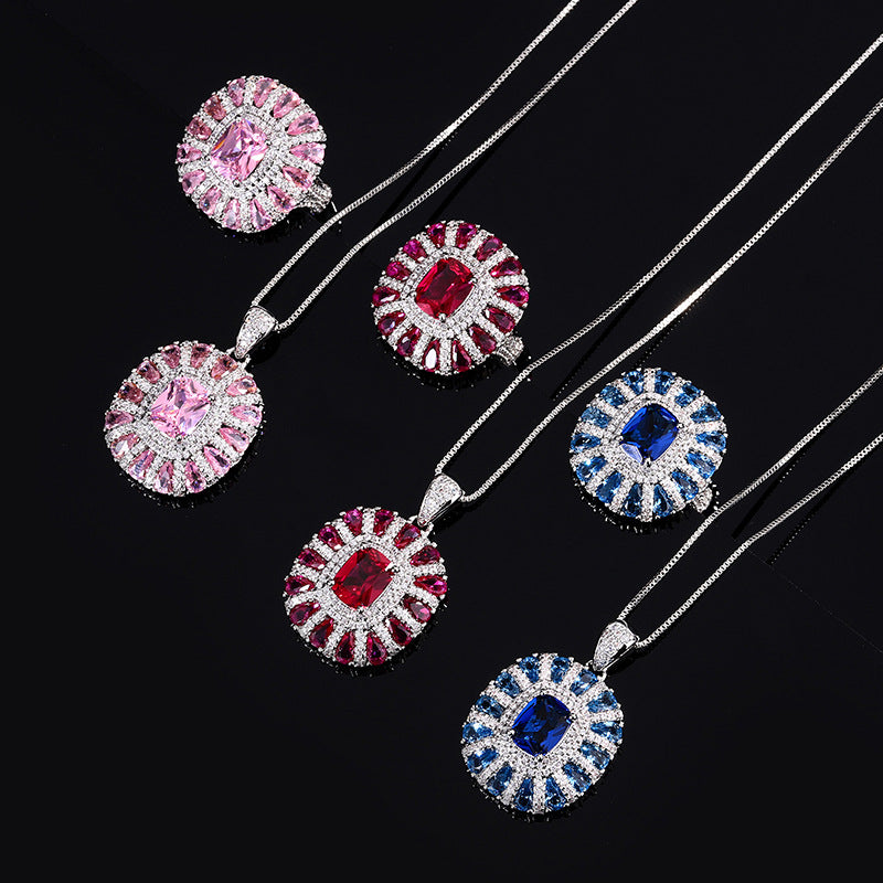 Women's With Ruby Cloisonne Vintage Luxury Jewelry Set