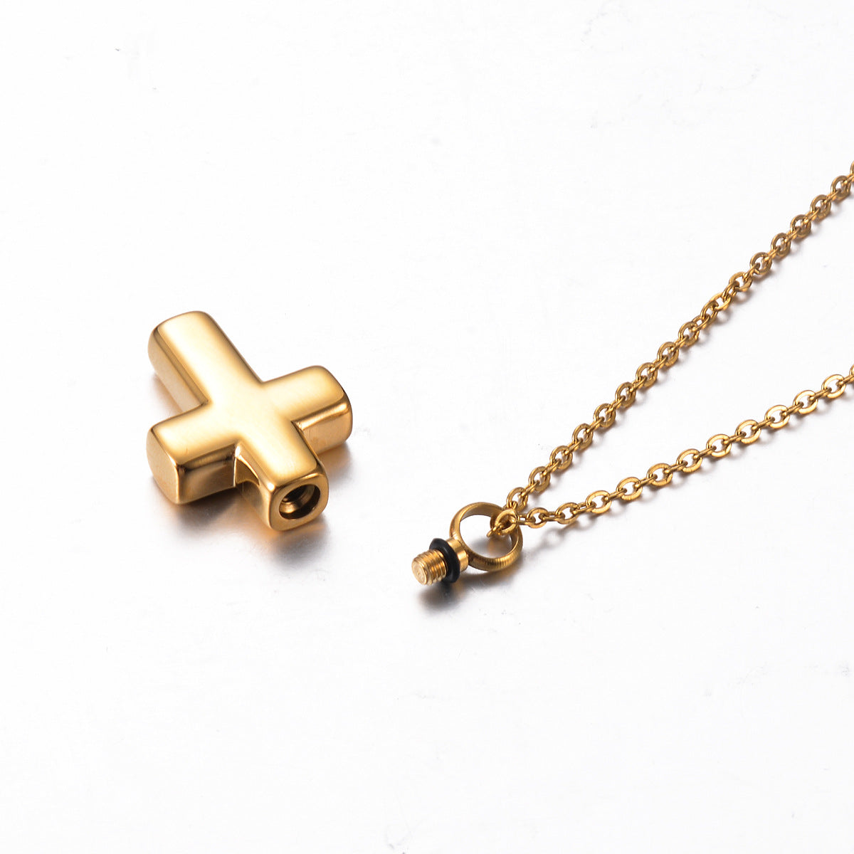 Steel Cross Shelf Open Perfume Bottle Pendant