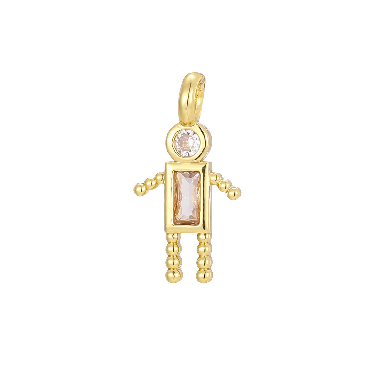 Boys Color Birthstone Gold Micro Inlaid Pendants