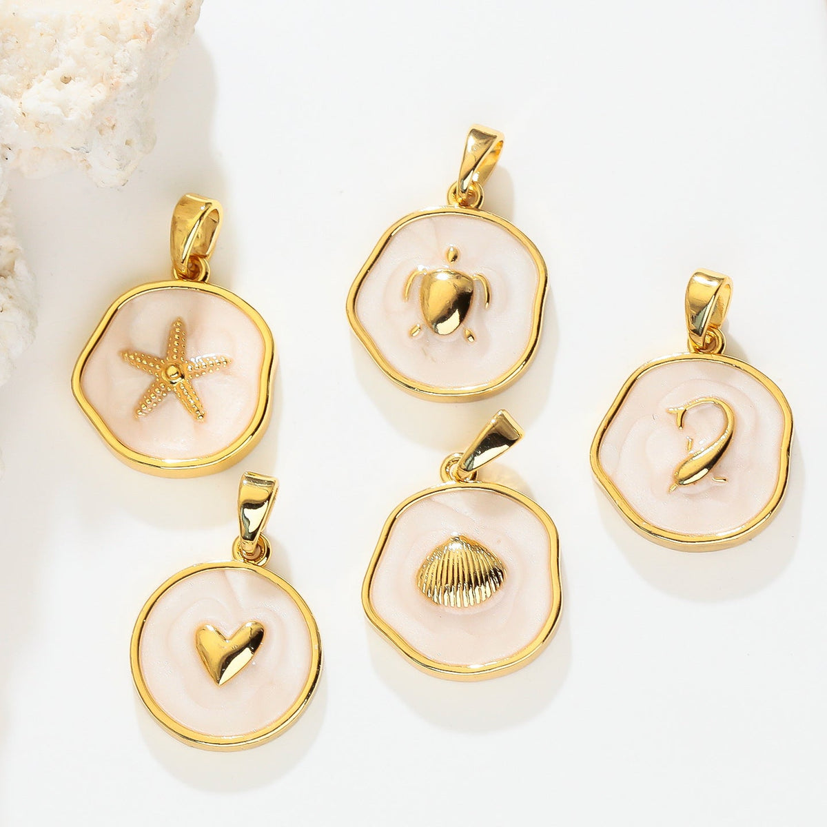 Ocean Theme Drop Oil Conch Starfish Turtle Shell Pendant