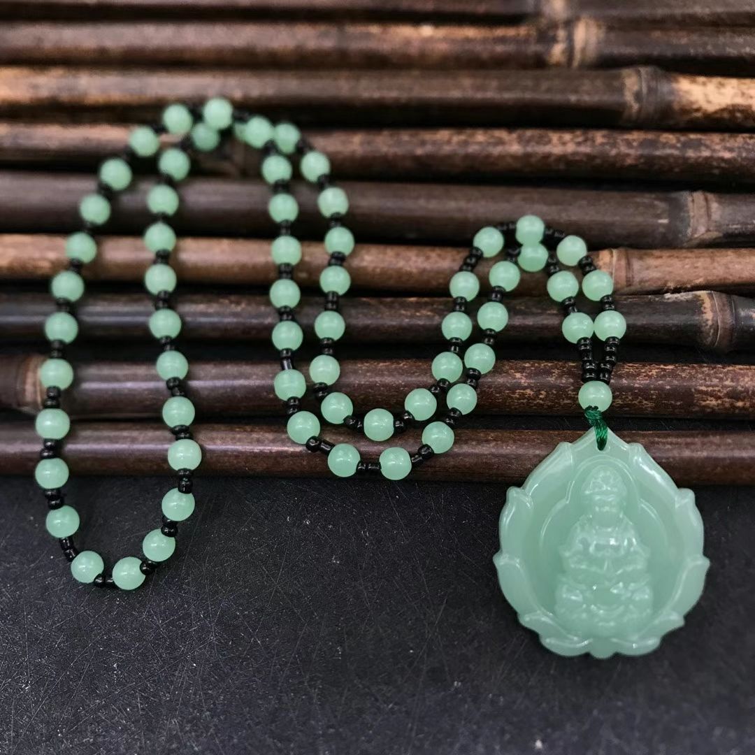 Women's & Men's Jade Avalokitesvara On The Lotus Throne Pendants