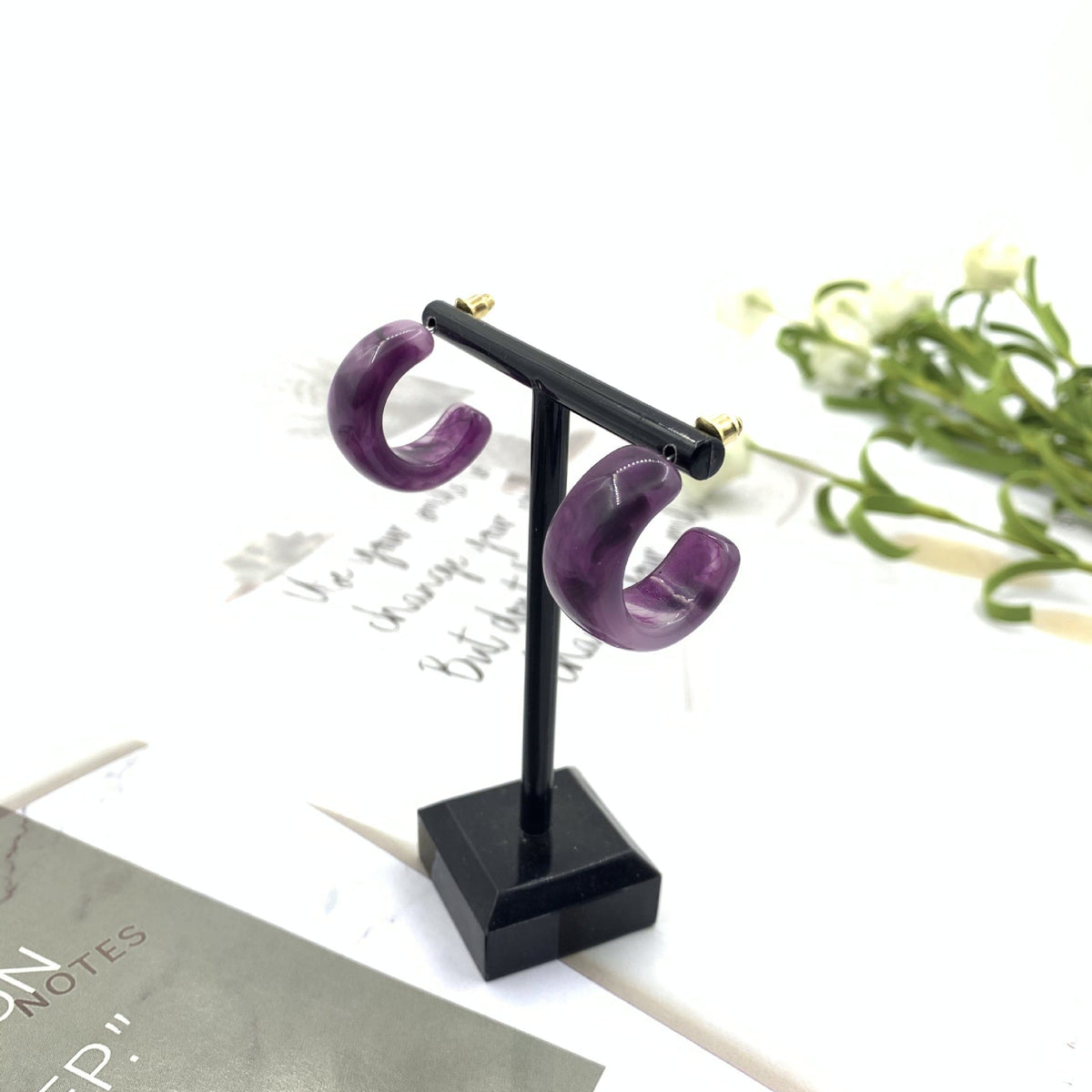 Purple Retro Personalized Style Acrylic Minimalist Stud Earrings
