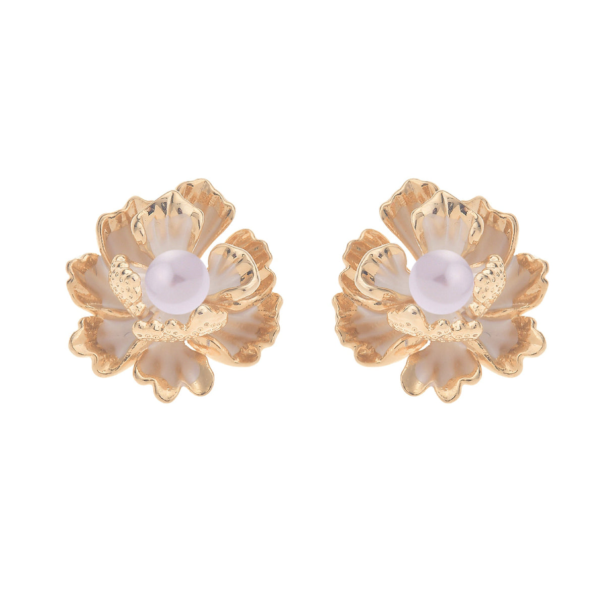 Women's French Design Camellia Mosquito Coil Tassel Pearl Clavicle Chain Stud Earrings