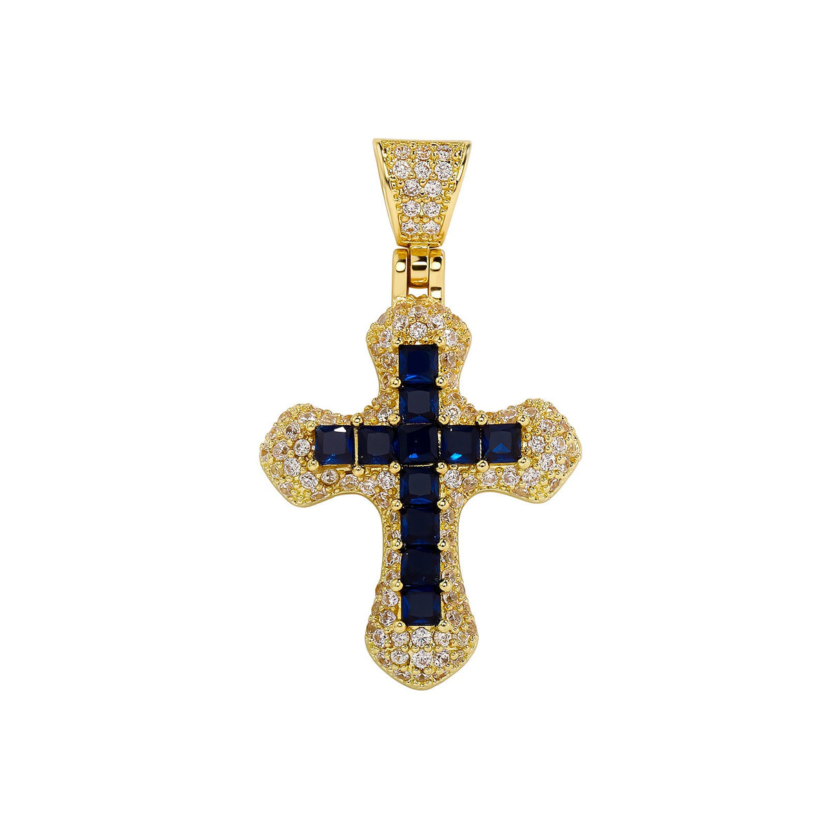 Men's Hip Hop Color Zircon Cross Fashion Sweater Pendant