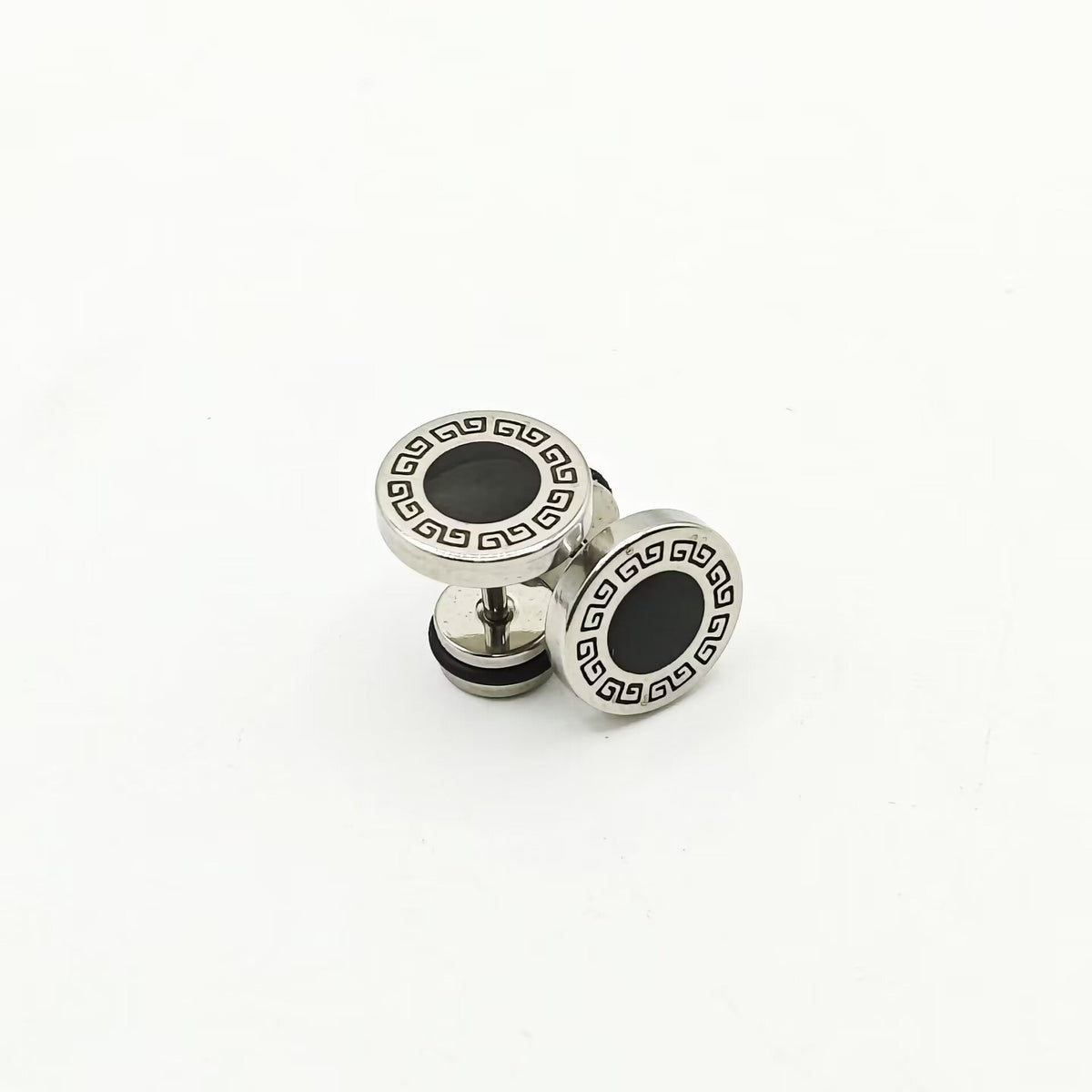 Wall Pattern Dripping Oil Black Surface Boys Piercing Ear Trendy Stud Earrings