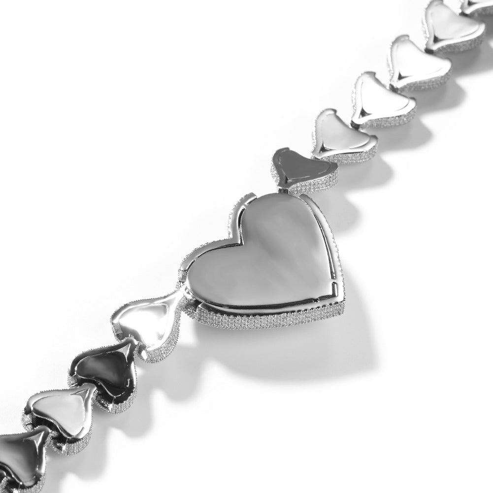Heart-shaped Zircon Style Peach Heart Chain Necklaces
