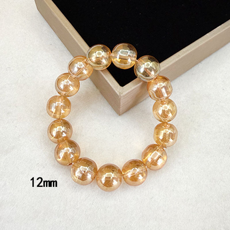 Champagne Round Beads Imitation Amber Gold Plate Bracelets