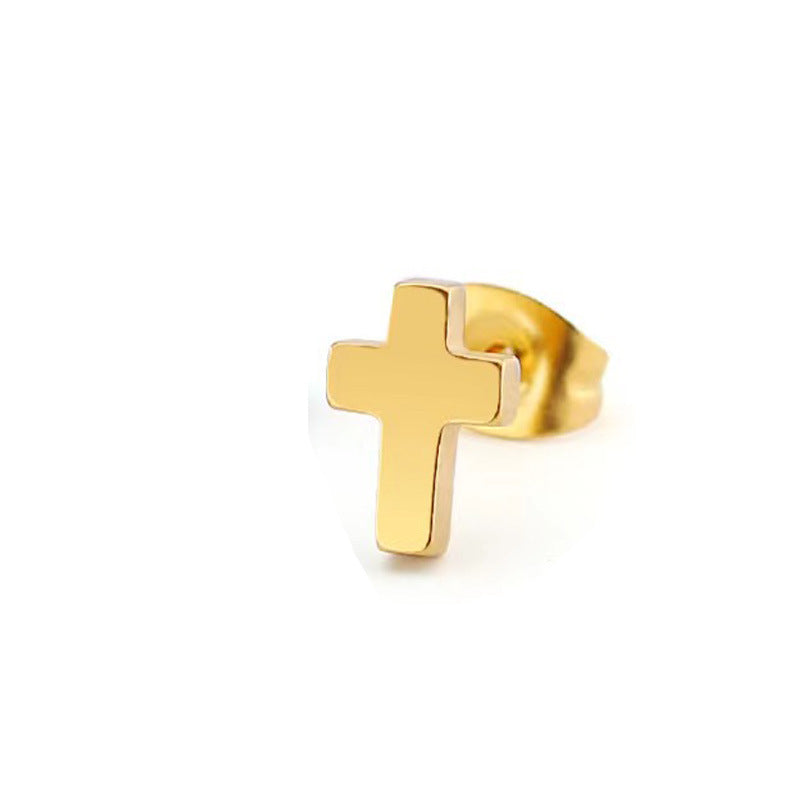 Simple Titanium Steel Ear Cross Bone Graceful Personality Niche Rings