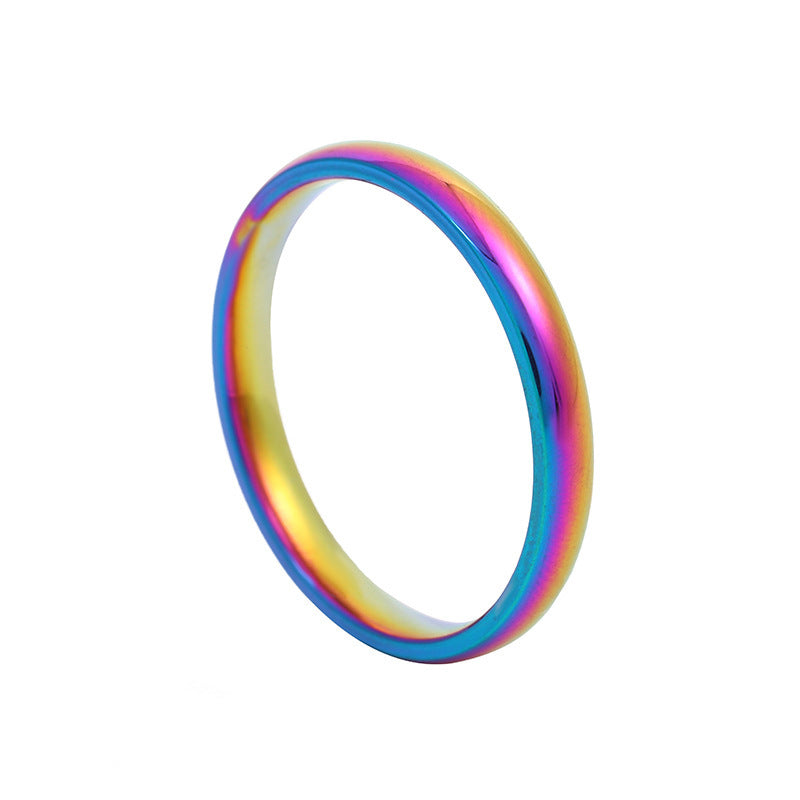 Steel Inside Outside Arc Spherical Titanium Simple Ring