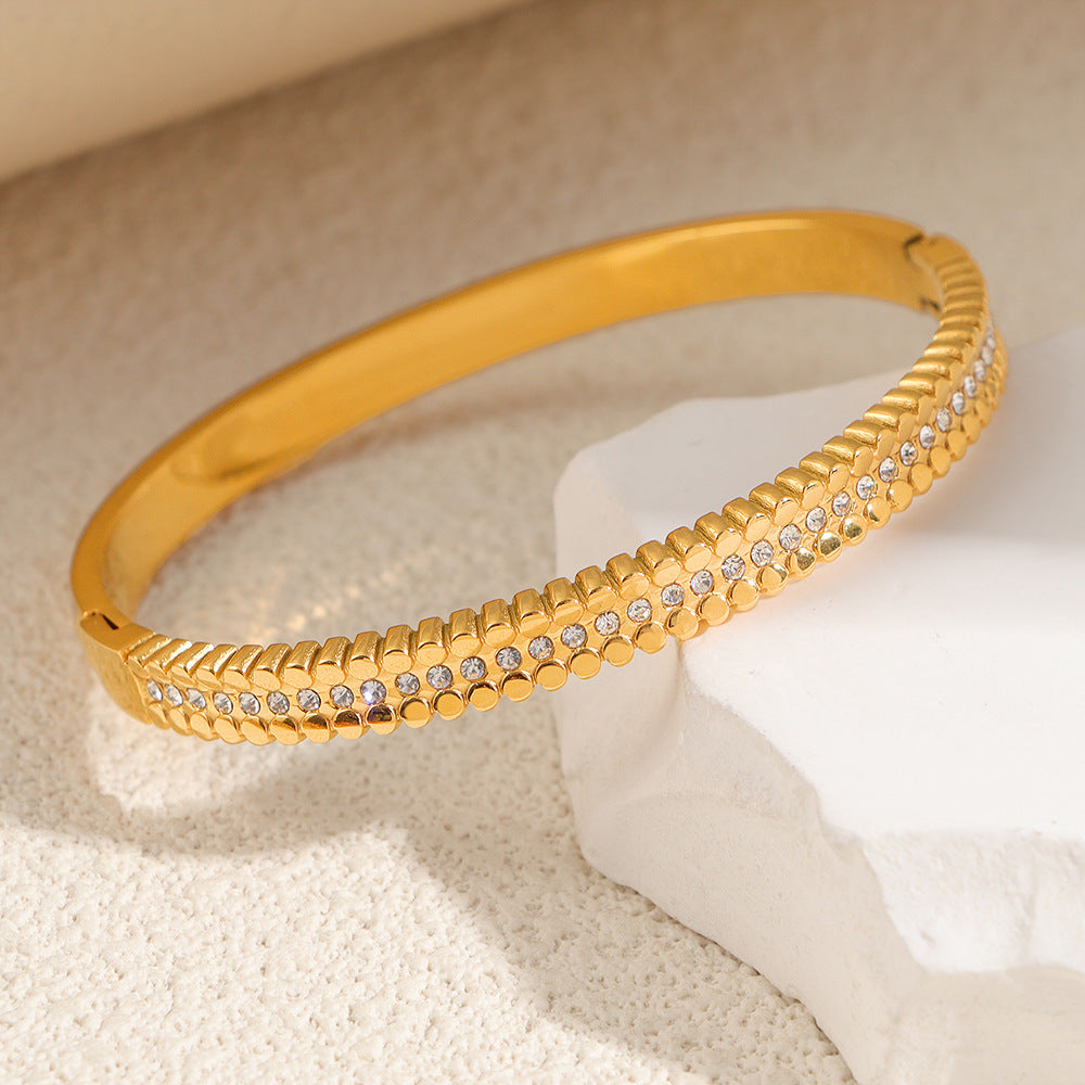 Women's Fashion Titanium Steel Geometric Variety White Diamond Light Luxury Bracelet