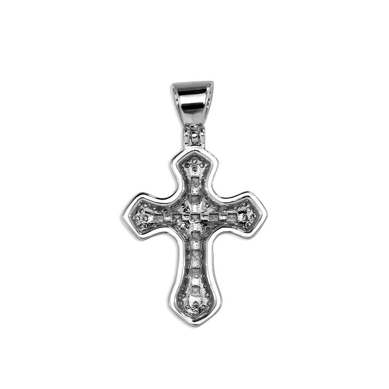 Men's Hip Hop Color Zircon Cross Fashion Sweater Pendant