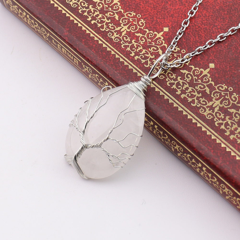 Agate Water Drop Winding Silk Tree Necklaces