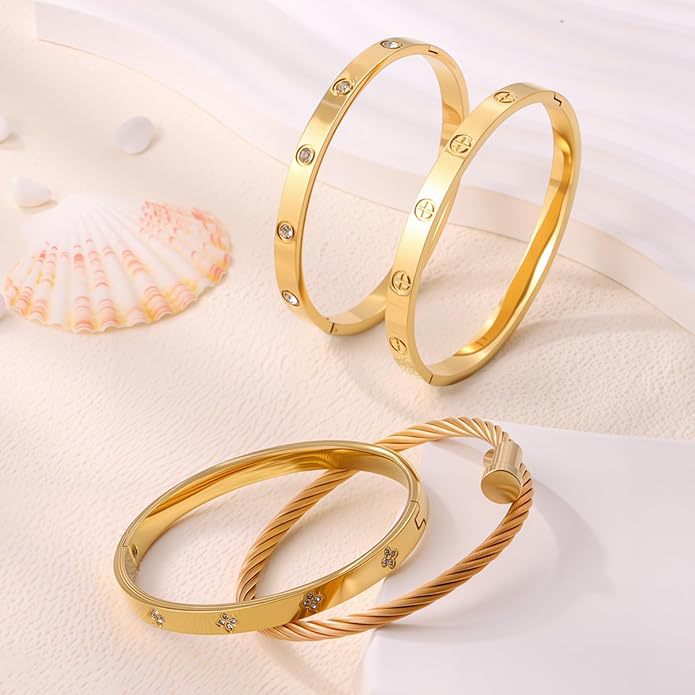 Fashion Titanium Steel Gold Female Card Plus Bracelet
