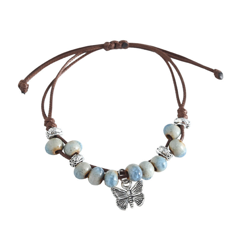 Ceramic Retro Butterfly Female Summer Hand-woven Bracelets