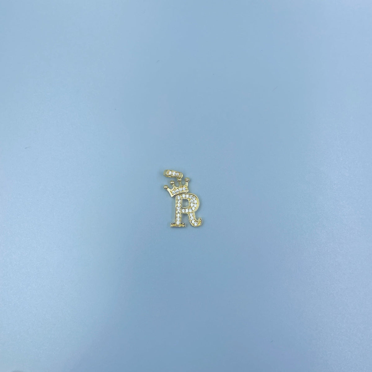 Full Diamond Crown Letters Copper Plated Real Gold Inlaid Zircon Pendant