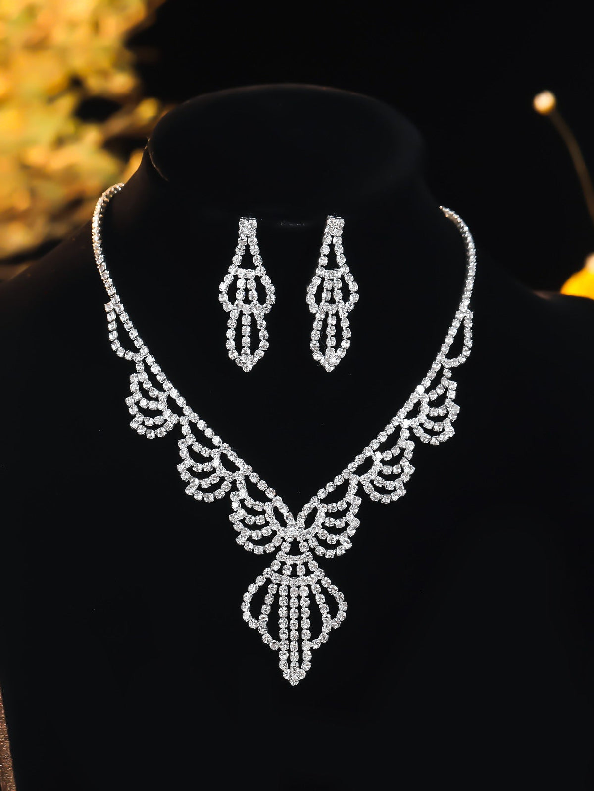 Super Beautiful Suite Rhinestone Shiny Ear Wedding Party Two-piece Dress Earrings