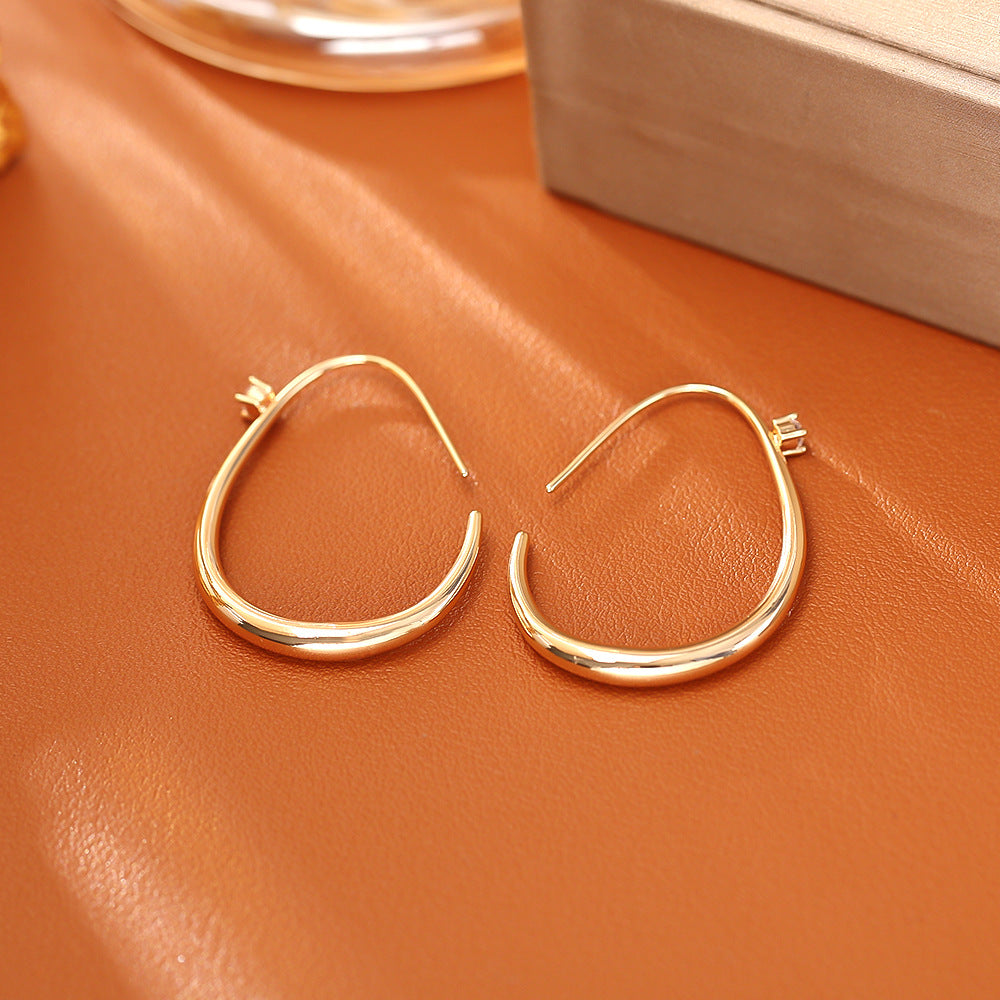 Simple Zircon Ear Hook Copper Plated Gold High-grade Earrings