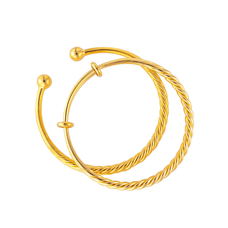 Polished Surface Twist Push-pull Alluvial Gold Bracelet