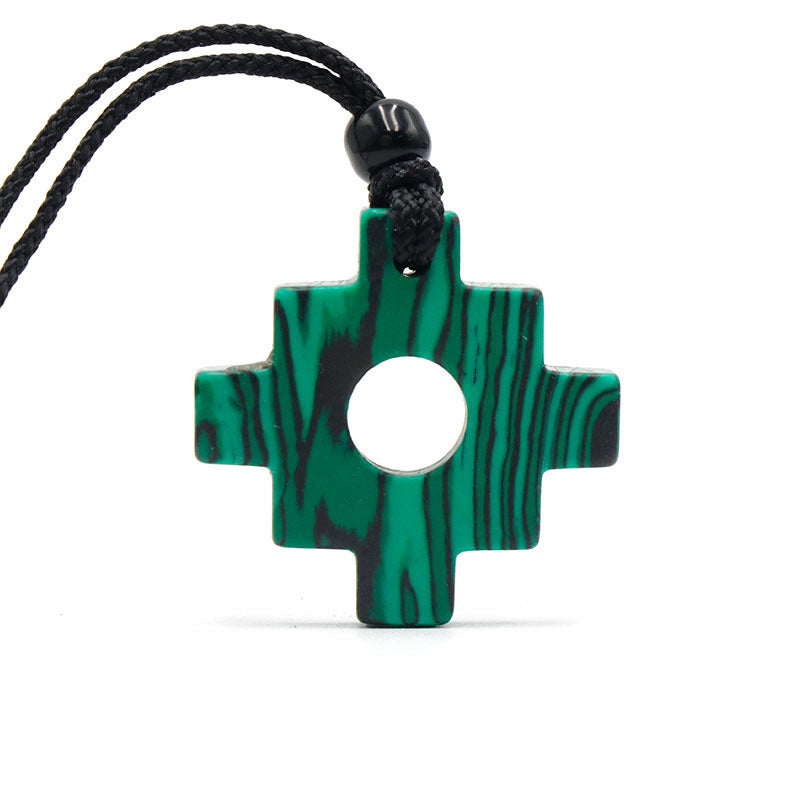 Natural Amethyst Green Aventurine Tigereye Cross Stone Gear Batch Pendants