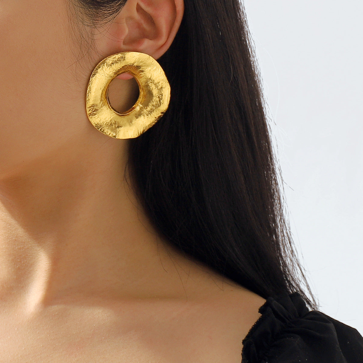 Large Circle Creative Alloy Irregular Geometric Frosty Earrings