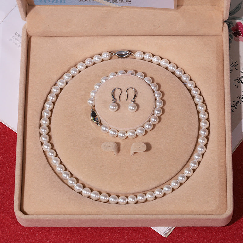 Shell Pearl Jewelry Purple Suit Natural Perfect Circle Pearls Necklaces