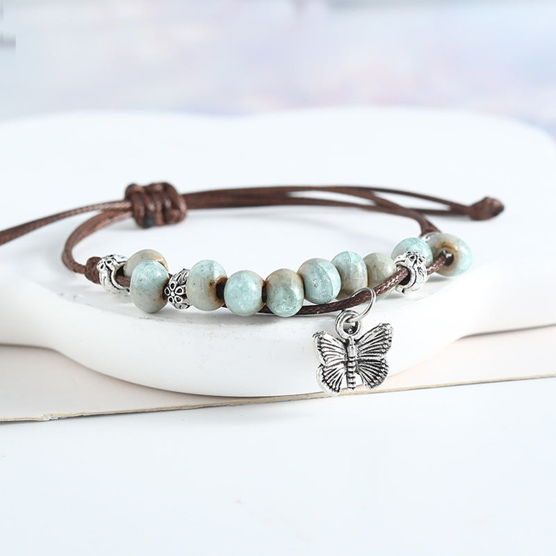 Ceramic Retro Butterfly Female Summer Hand-woven Bracelets
