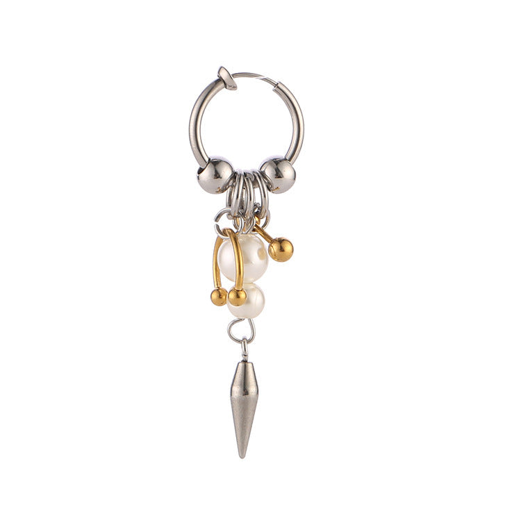 Pearl Tapered Gold Sier Color Niche Earrings