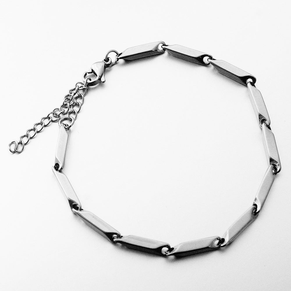 Men's & Women's Titanium Steel Diamond Lines Simple Couple Melon Seed Hip Bracelets
