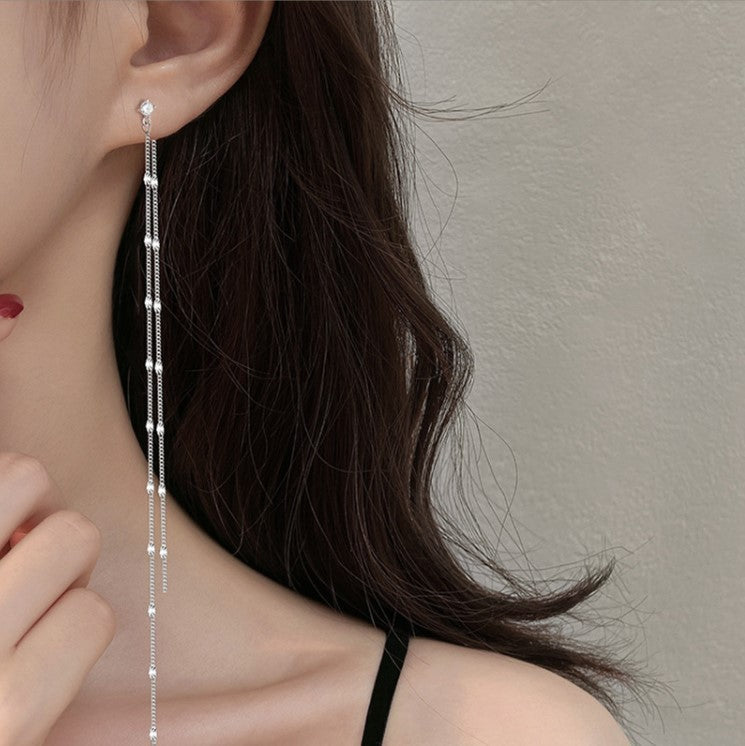 Women's Fashionable Elegant Long Sequined Tassel Personality Face Rings