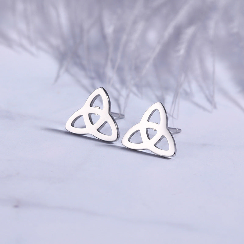 Cutting Real Gold Plating No Fading Allergy Celtic Knot Stud Earrings