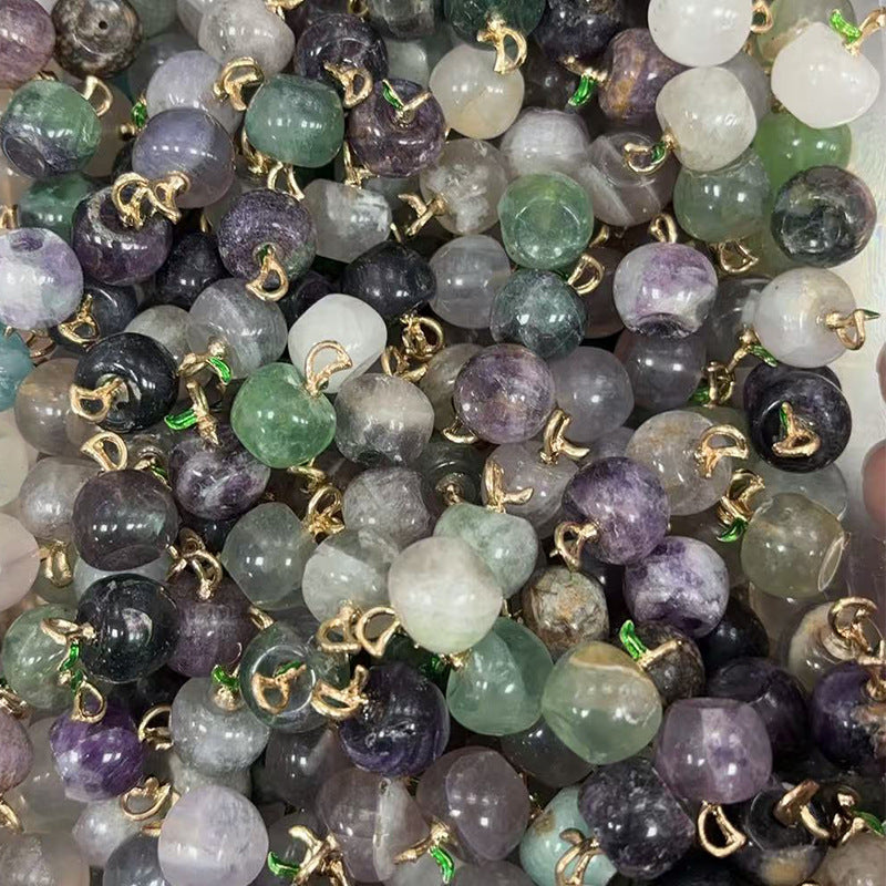 Apple Natural Stone Crystal Agate Amethyst Pink Pendants