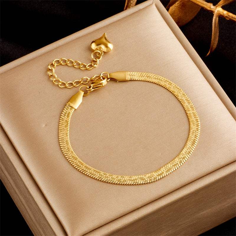 Neutral Simple Gold-plated Printed Stainless Steel Blades Bracelets