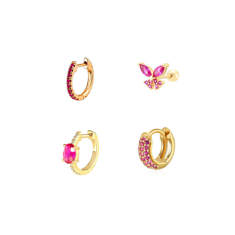 Women's Gold Diamond Butterfly Fashion Style Earrings