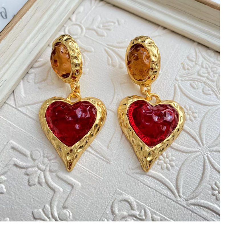Lava Colored Glaze Love Eardrops Macaron Stud Earrings